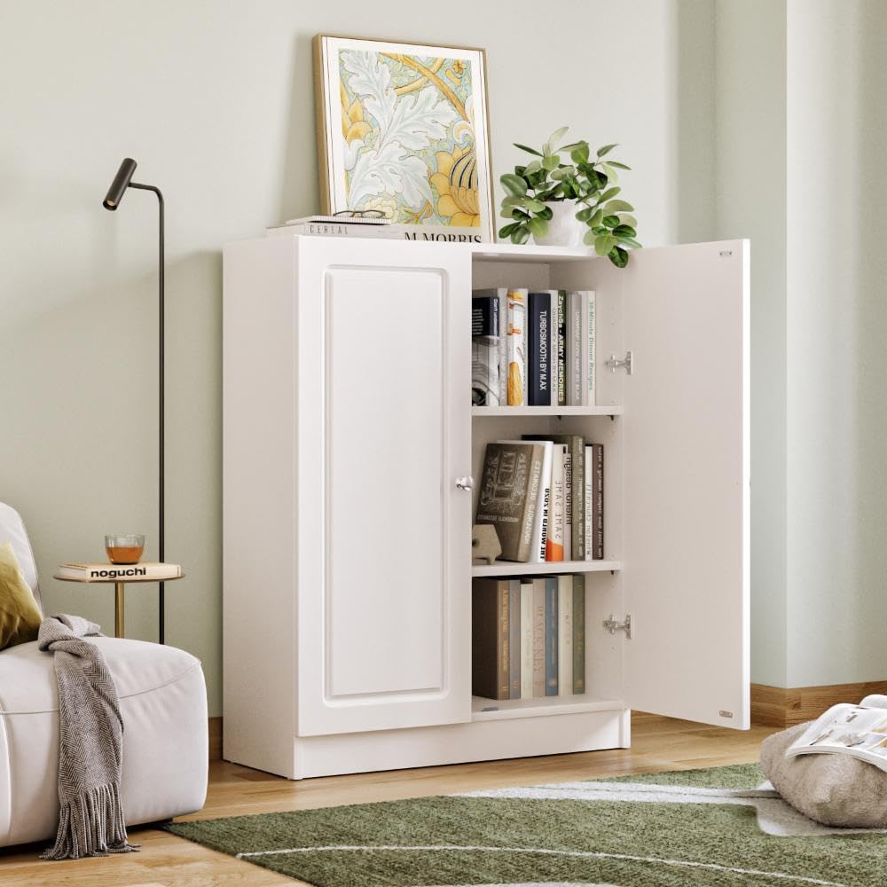 White Shelf / 丸窓 Wakefit Huxley 3 Big Shelves Bookshelf - Wood Shutter - White